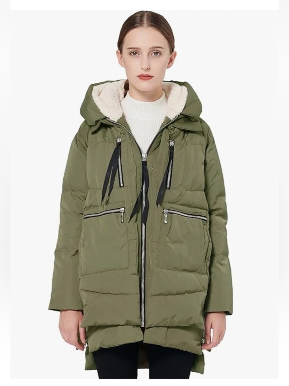 Orolay Jacket Women’s Sm Green Thickened Down Puffer Coat Winter Zippered Side